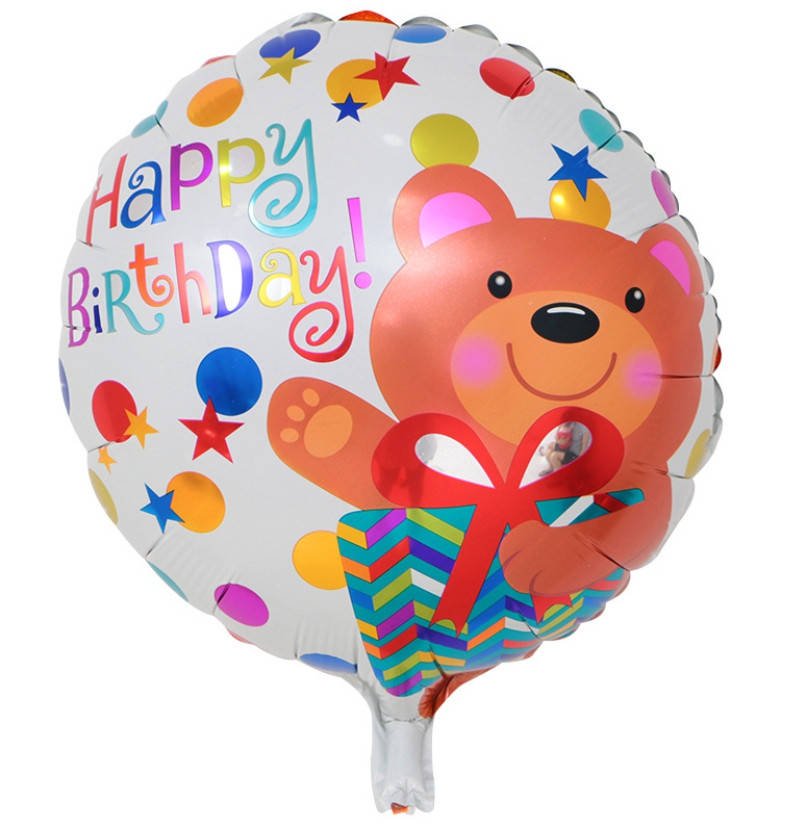 

Фольгированный шар Happy Birthday мишка (Китай), Разные цвета