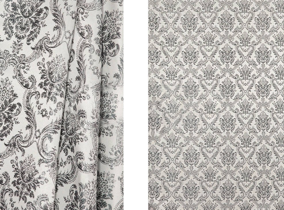 

Черно- белая портьерная ткань для штор Жаккард с рисунком (Elizabet LI 138-16/150 P Jak), Черный