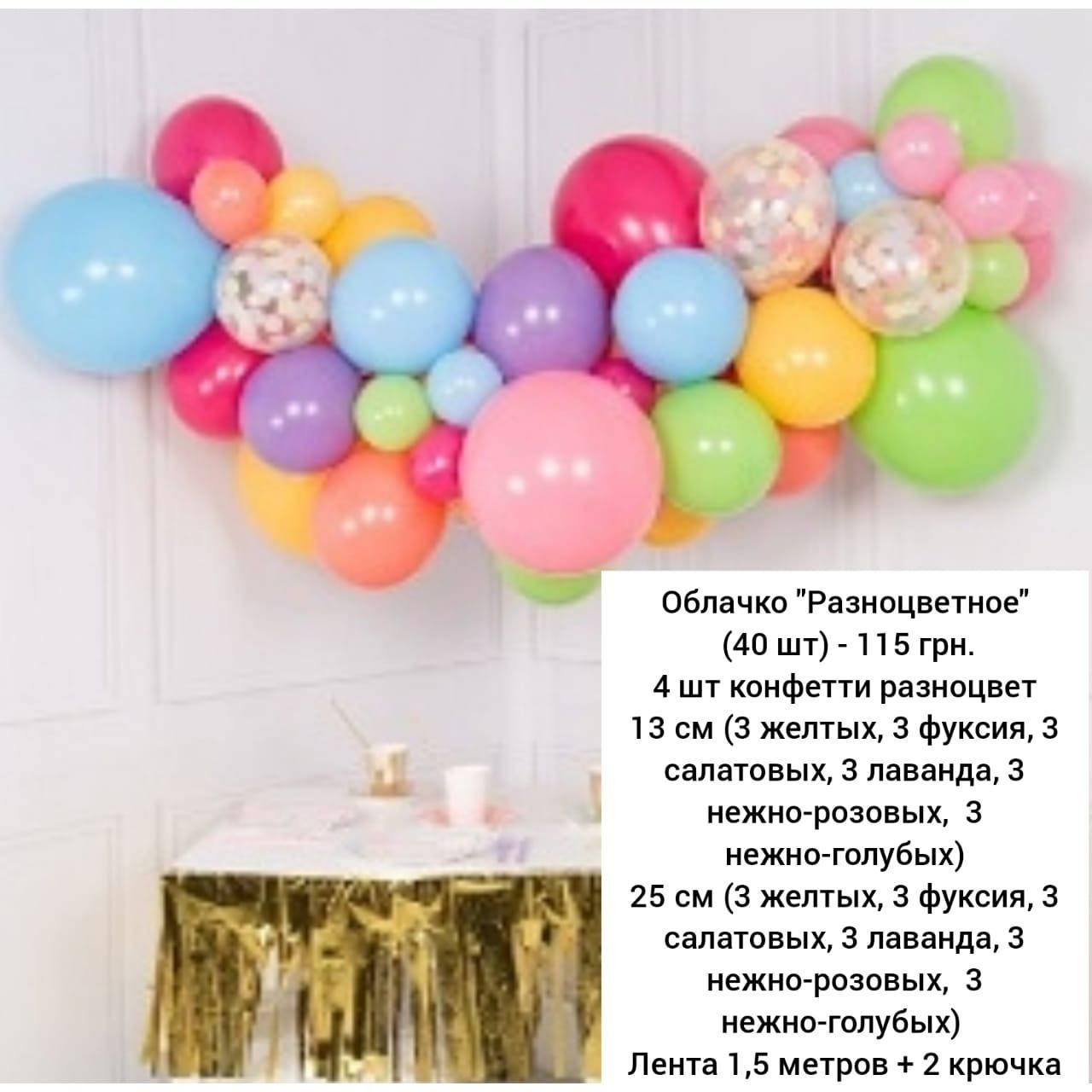 

Арка гирлянда из воздушных шаров ОБЛАЧКО РАЗНОЦВЕТНОЕ