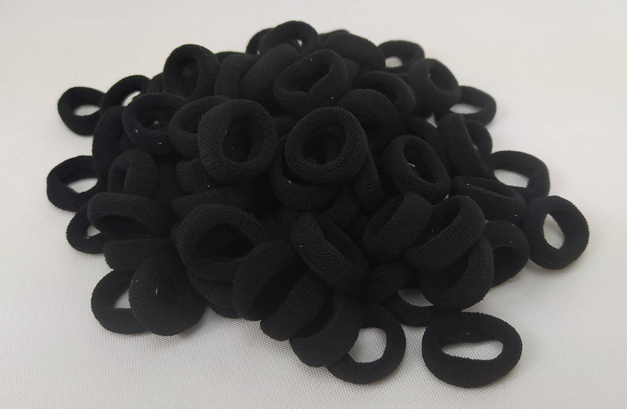 

Резинки для волос махровые черные 100 шт., Черный