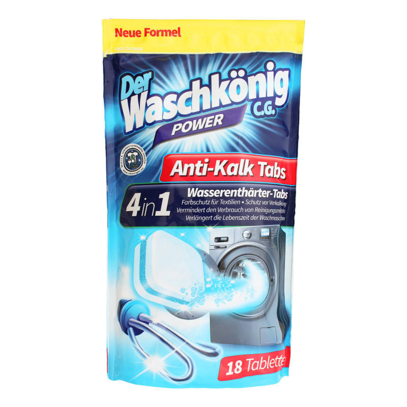 

Таблетки для удаления накипи в стиральных машинах Waschkonig Anti-Kalk 4in1 18 шт.