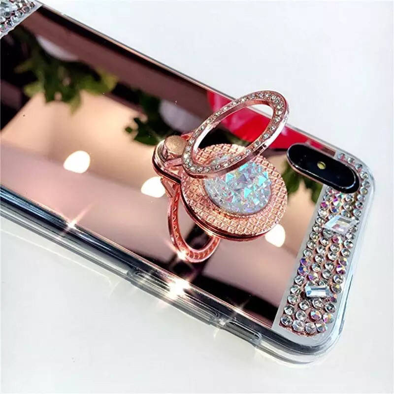 

Чехол для Iphone 6/6s с камнями и кольцом-подставкой rose gold, Розовый