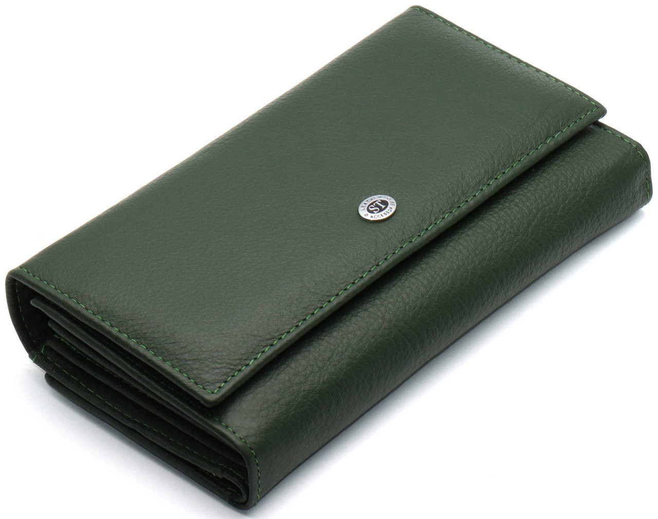 

Зелёный классический кошелек из натуральной кожи с блоком для карт ST Leather ST217-1