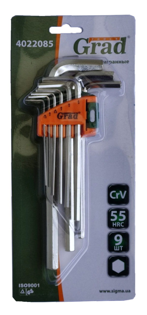 

Ключі шестигранні 9шт CrV "Grad" (середні)