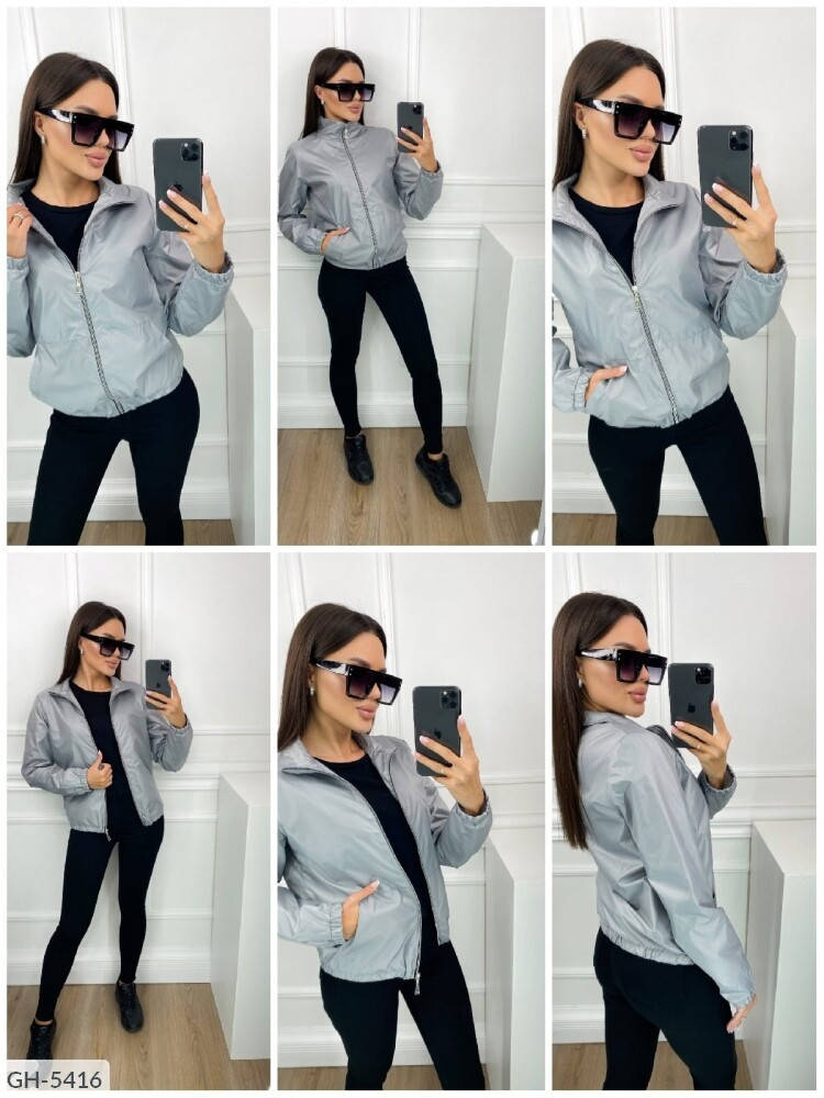 

Ветровка куртка женская спортивная модная короткая на молнии на подкладке р-ры 42-48 арт. 5416, Черный