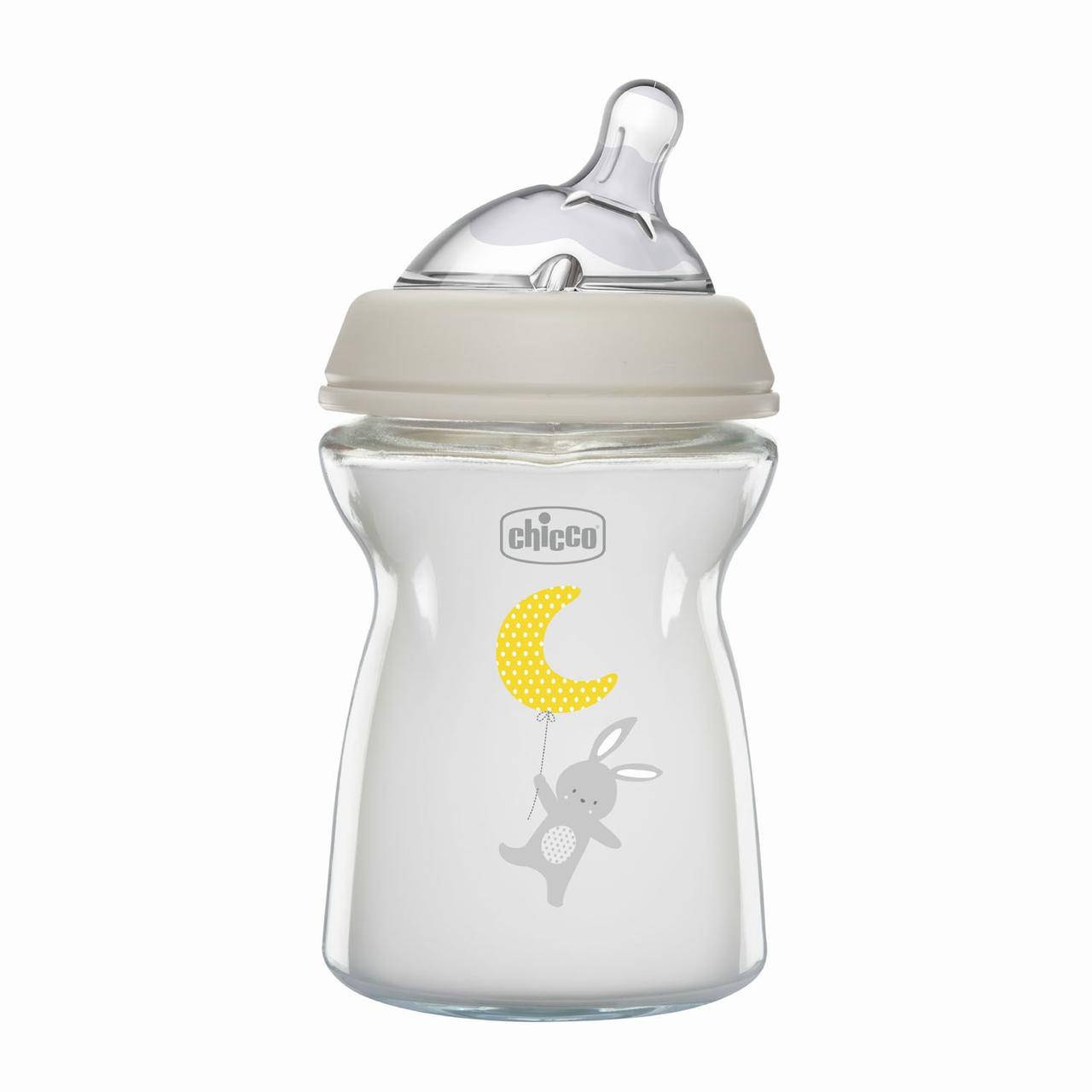 

Бутылочка стекло 250 мл Chicco Natural Feeling 0m+ (8058664153466), Белый