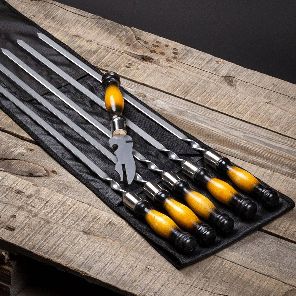 

Подарочный набор шампуров в чехле Gradient Set 4 для шашлыка и барбекю Подарок мужу на день рождение