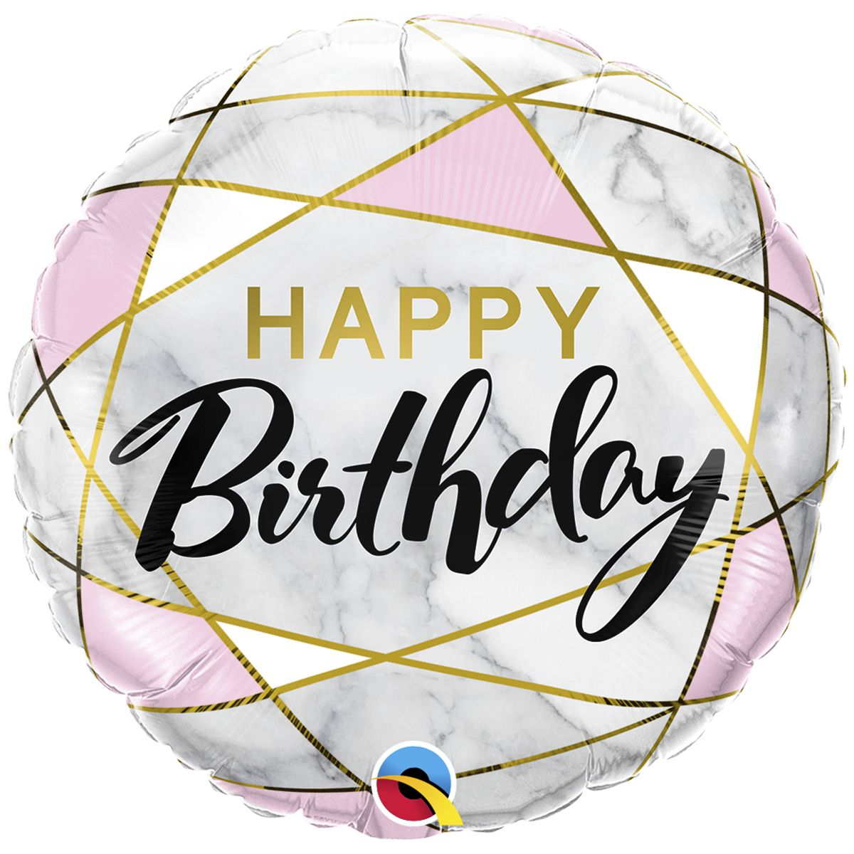 

Фольгированный шарик Qualatex 18" Круг Happy birthday Мраморный, Разные цвета