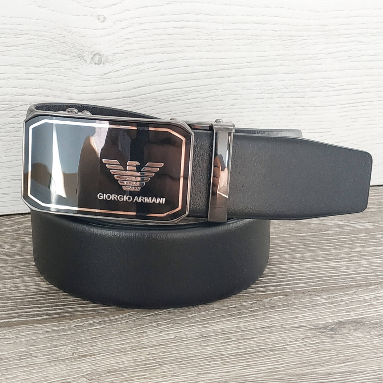 

Ремень кожаный автоматический черный Армани
