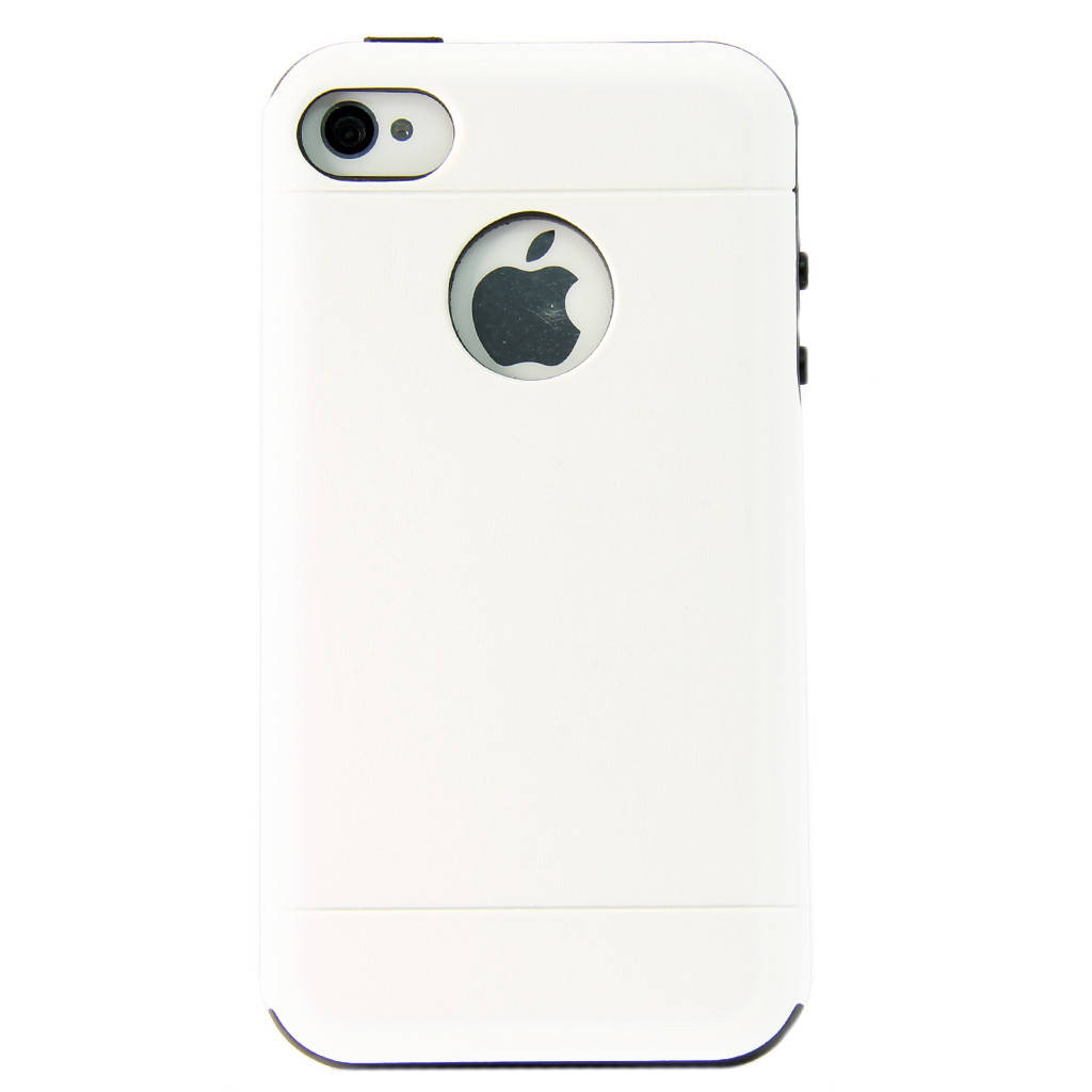 

Чехол-накладка для Apple iPhone 4/4S, силиконовый с кожей, Белый /case/кейс /айфон