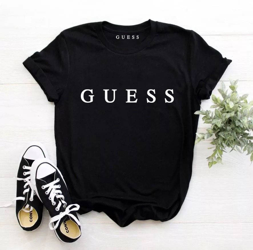 

Женская футболка Guess чёрная Гесс, Черный