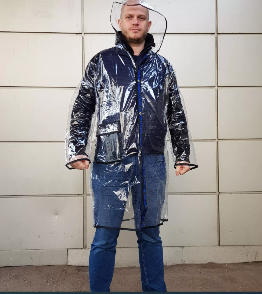 

Мужской прозрачный плащ дождевик Light breeze/man