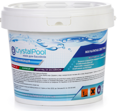 

Хлор Мультитаб 4в1, Трихлор, Crystal Pool, 5 кг (в таблетках по 200 гр)