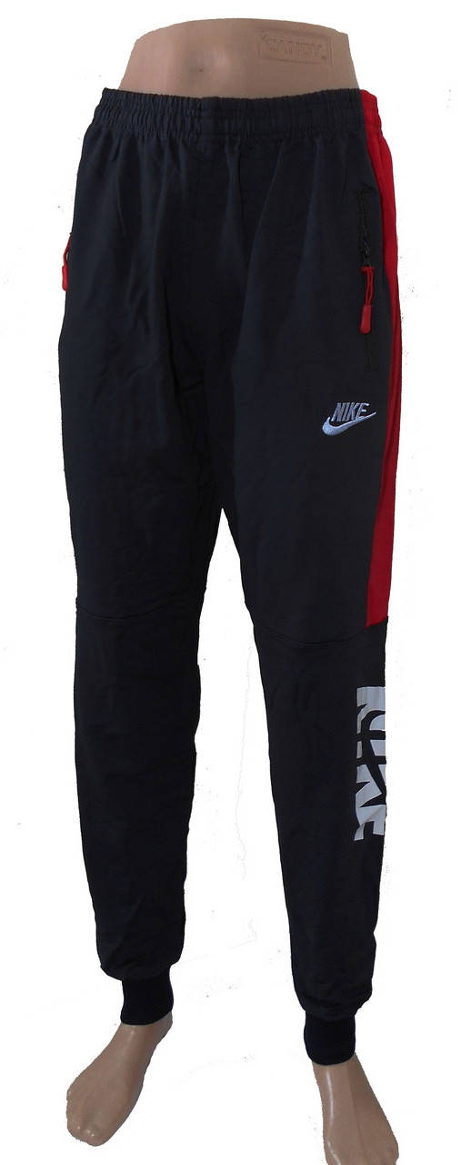 

Спортивные мужские штаны стрейчевые на манжетах (темно-синие с красным) 56, Темно-синий