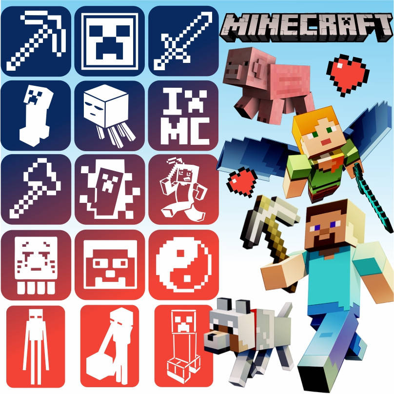 

Трафареты для тату Майнкрафт 6х6, 5х7, 15 шт.