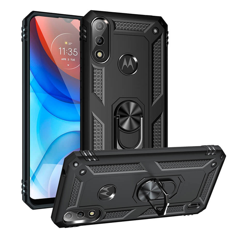 

Ударопрочный чехол Shell Ring для Motorola E7 Power / E7i Power Black, Черный