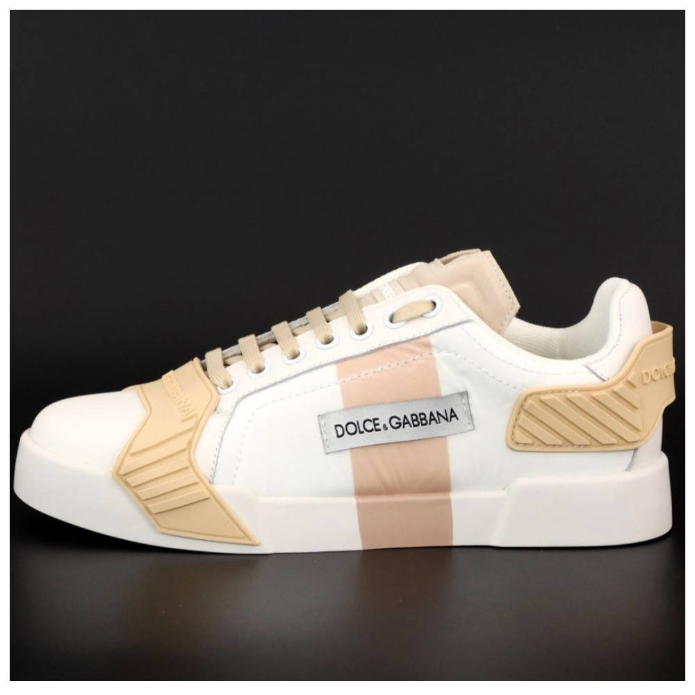 

Женские кроссовки Dolce & Gabbana, белые с бежевым кроссовки дольче габбана D&G, Белый