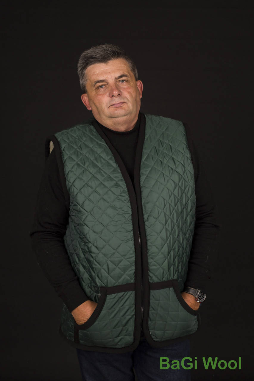 

Жилетка из овчины мужской баллон вырез зеленый S-6XL XL, Зелёный