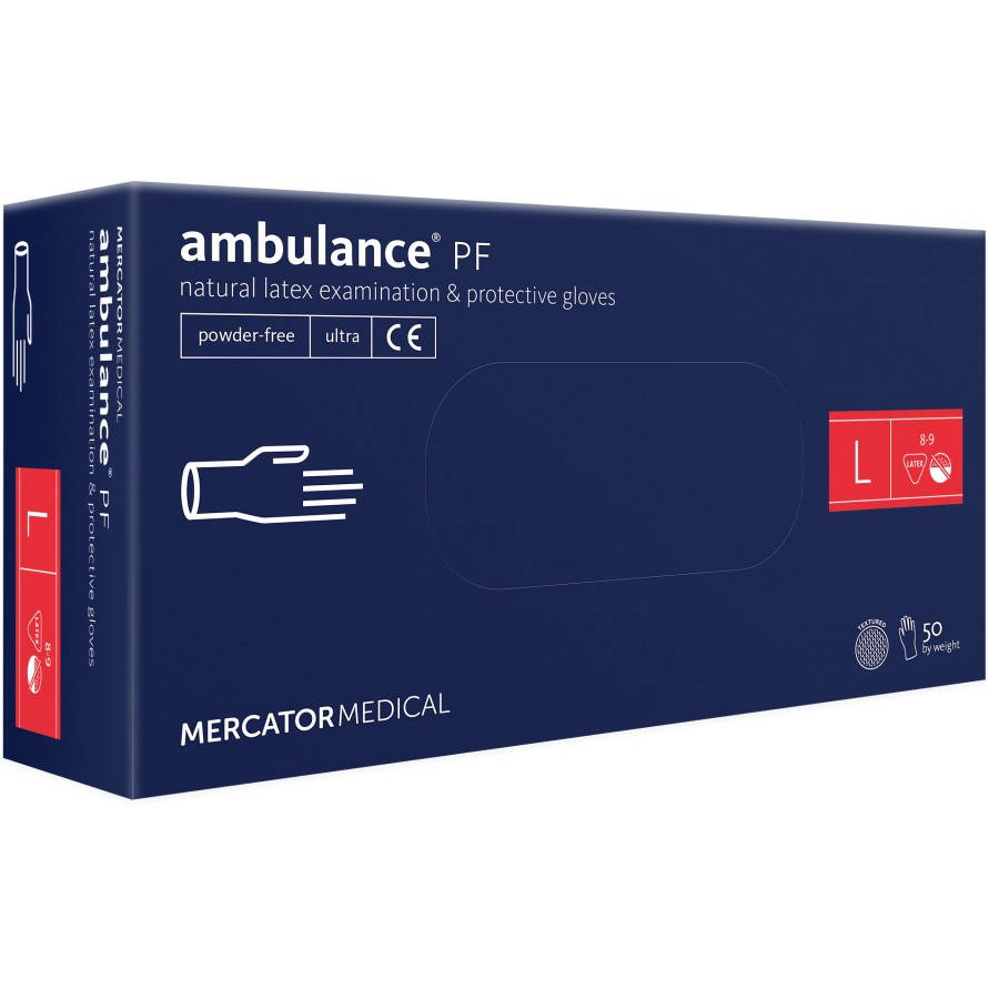 

Латексные перчатки Mercator Ambulance PF Ultra размер  синие (25 пар, Синий