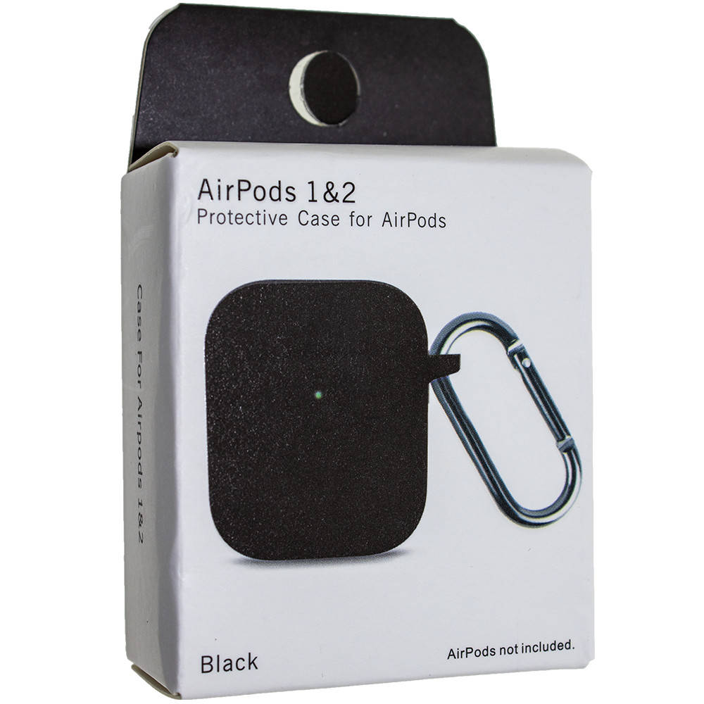 

Чехол для AIRPODS 1&2 с КАРАБИНОМ (NEW) №18 BLACK, Черный