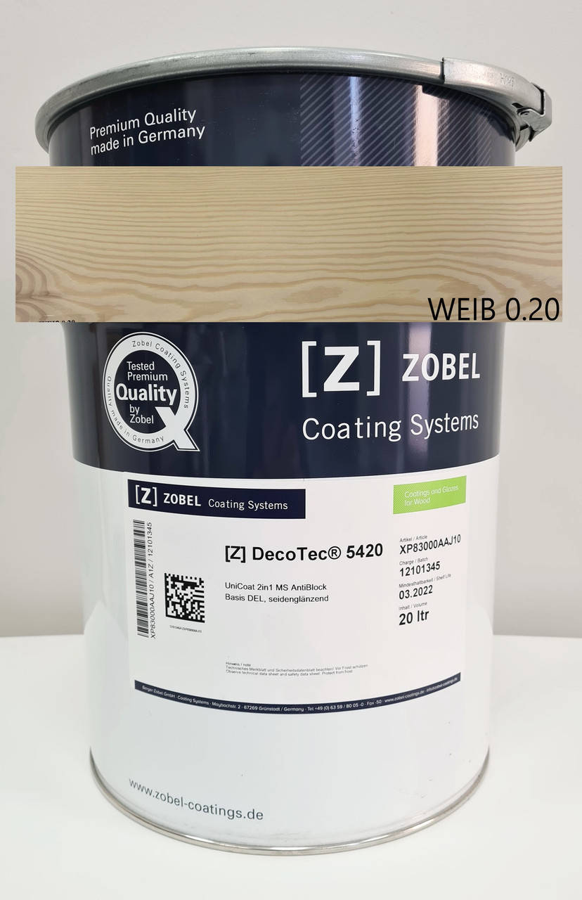 

Лак атмосферостойкий фасадный Zobel Deco-tec 5420 , цвет WEISS 0.20, 20л (Германия)