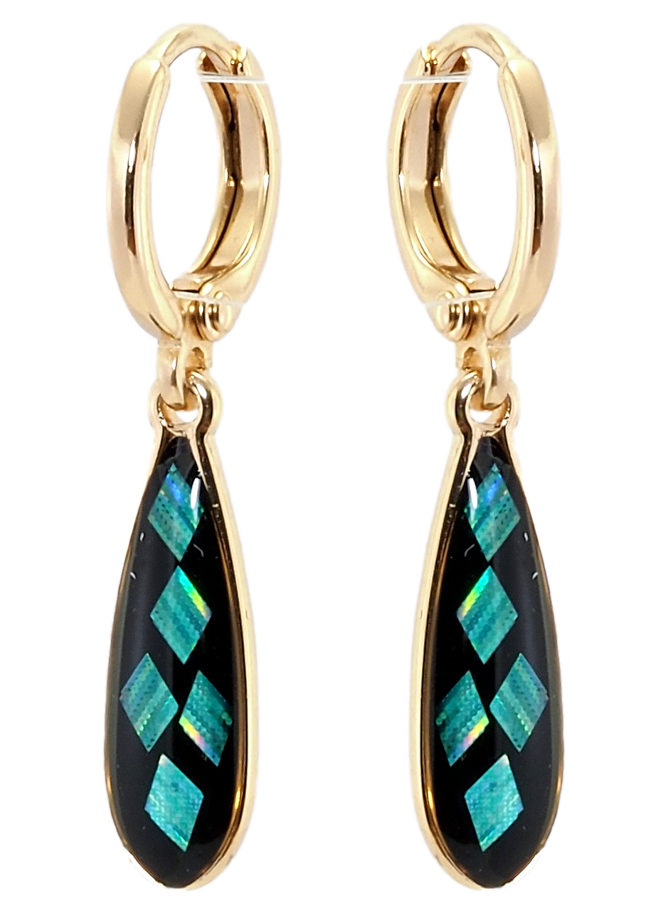 

Серьги Xuping Позолота 18K подвески на колечках "Капельки с эмалью"