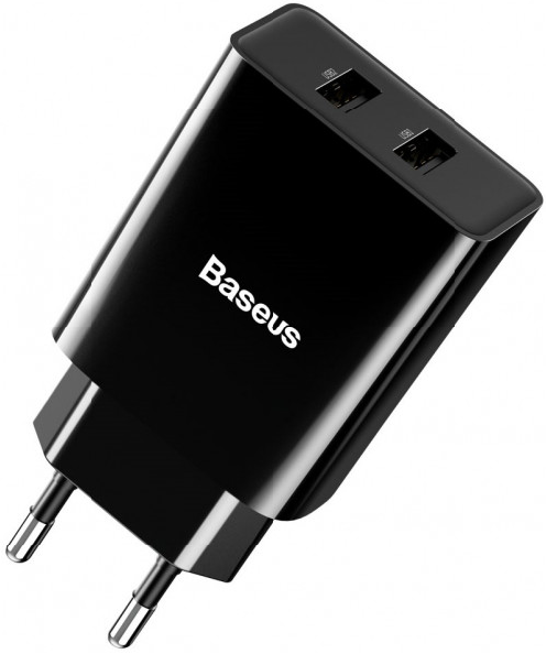 

Мережевий зарядний пристрій Baseus Speed Mini Dual U Charger 10.5W, Black, (CCFS-R01)