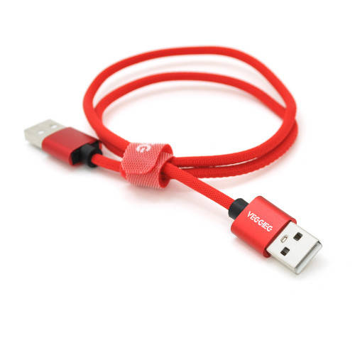 

Кабель VEGGIEG UA-1, USB 2.0 AM/AM, 1.0m, Red, Красный