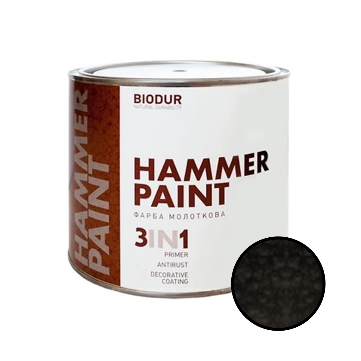 

Молотковая эмаль 3 в 1 Biodur Hammer Paint №105 черный 2.1л