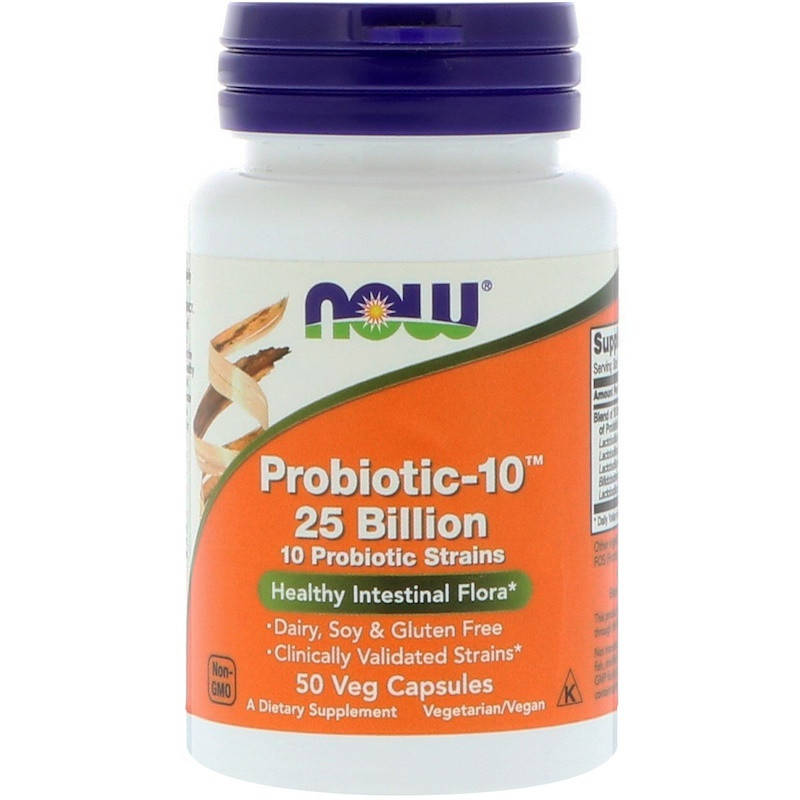 

Now Foods, Пробиотик-10, 25 млрд, 50 растительных капсул