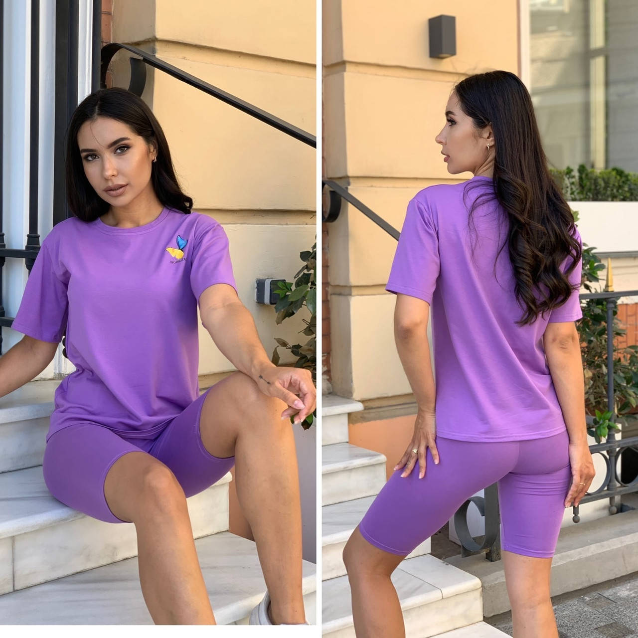 

Женский летний костюм: футболка с велосипедками , выбор расцветок, размеры 42 - 52