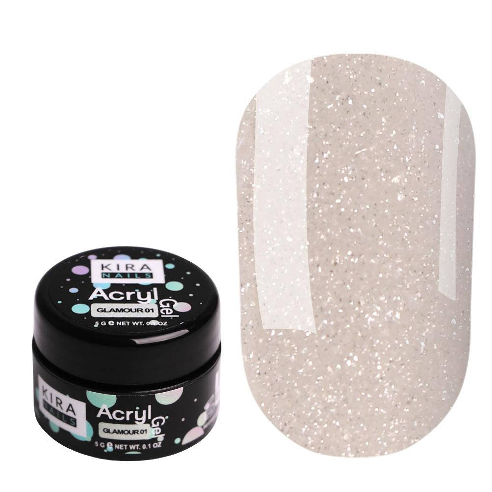 

Kira Nails Acryl Gel Glamour 01 - акрил-гель, полигель 5 г, Розовый