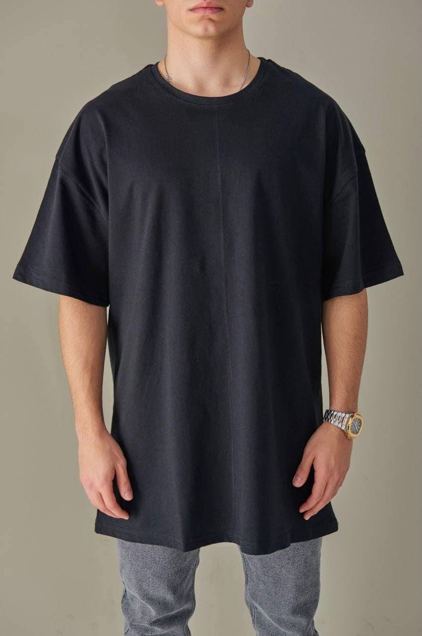 

Мужская стильная базовая оверсайз футболка (черная) XL