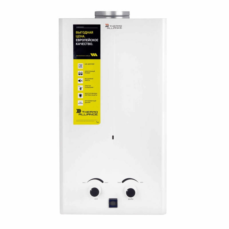 

Колонка газовая дымоходная Thermo Alliance JSD20-10CR 10 л белая