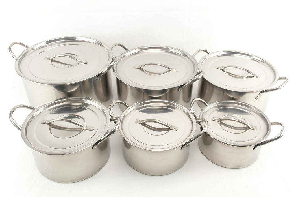 

Набор кастрюль из нержавеющей стали А-Плюс 0755 6шт, Светло-серый