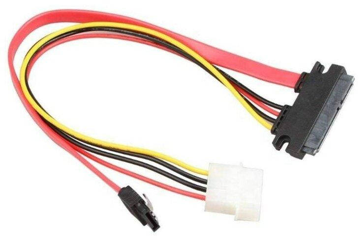 

Кабель SATA комбо (сдвоенный) (data+power) 7+15pin ->7+4pin (big), Черный