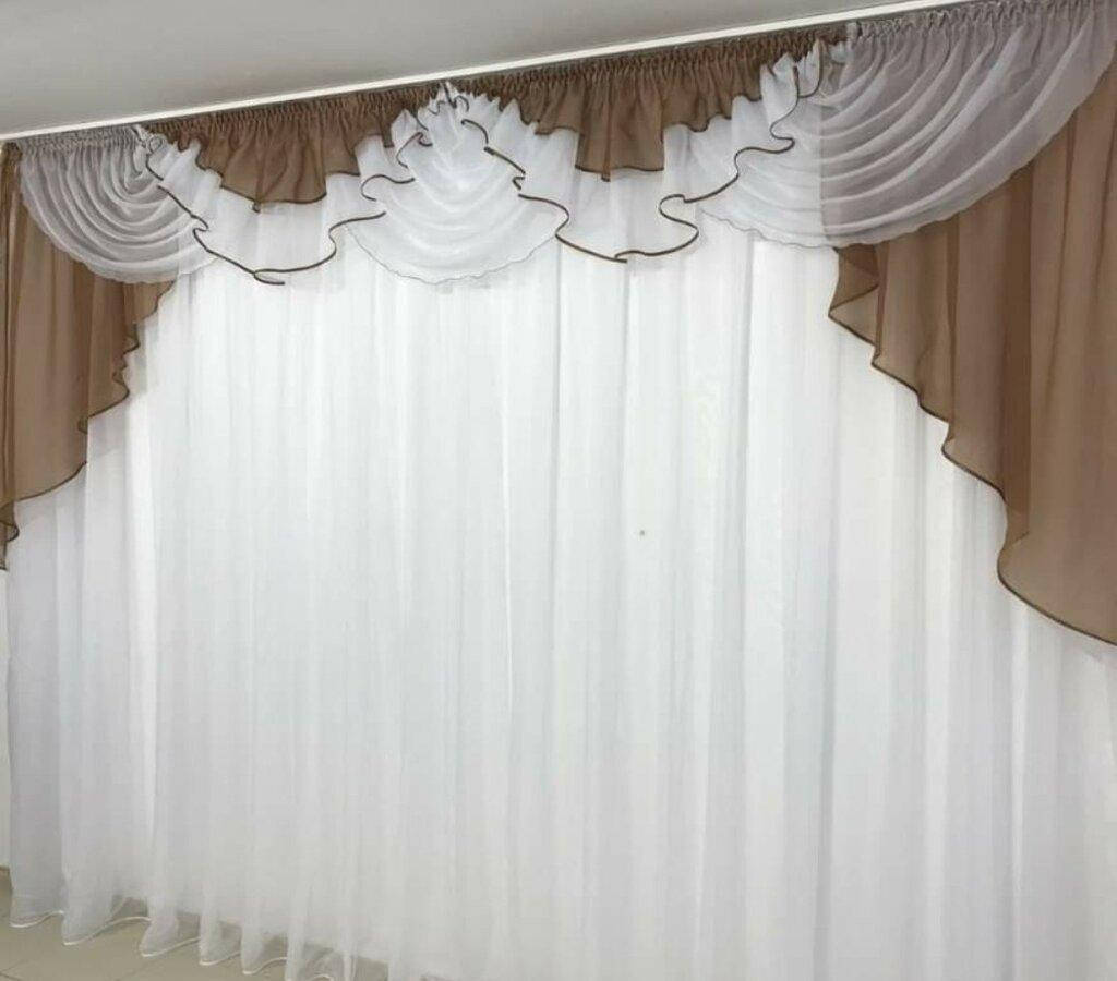 

Ламбрекены шифоновые "Киев" с вставками на карниз 2.5 м- 3.5 м Разные цвета