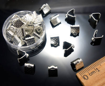 

(25 штук) Зажим для ленты, шнура 6мм, Серебро, Серебристый