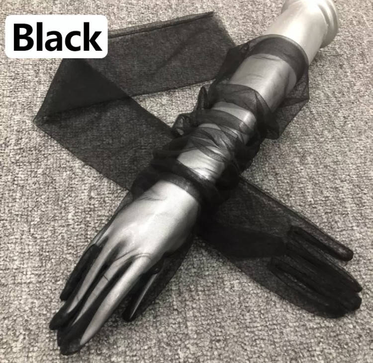 

Фатиновые перчатки белые длинные черный