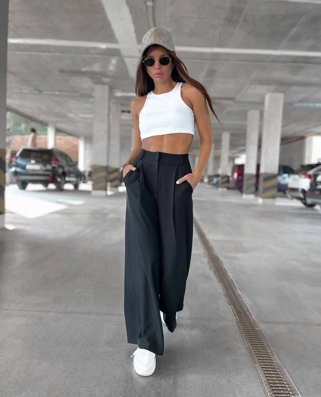 

Женские брюки палаццо с завышенной талией черные Fashion, Черный