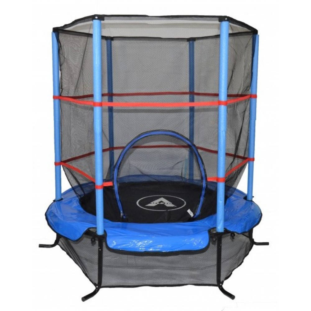 

Батут детский с защитной наружной сеткой диаметром 140 см комнатные маленькие батуты для дома синий