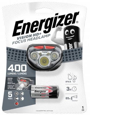 

Налобный фонарь Energizer Vision HD+Focus Headlight HDD323 (400 Lumens, IPX4, 5 режимов)