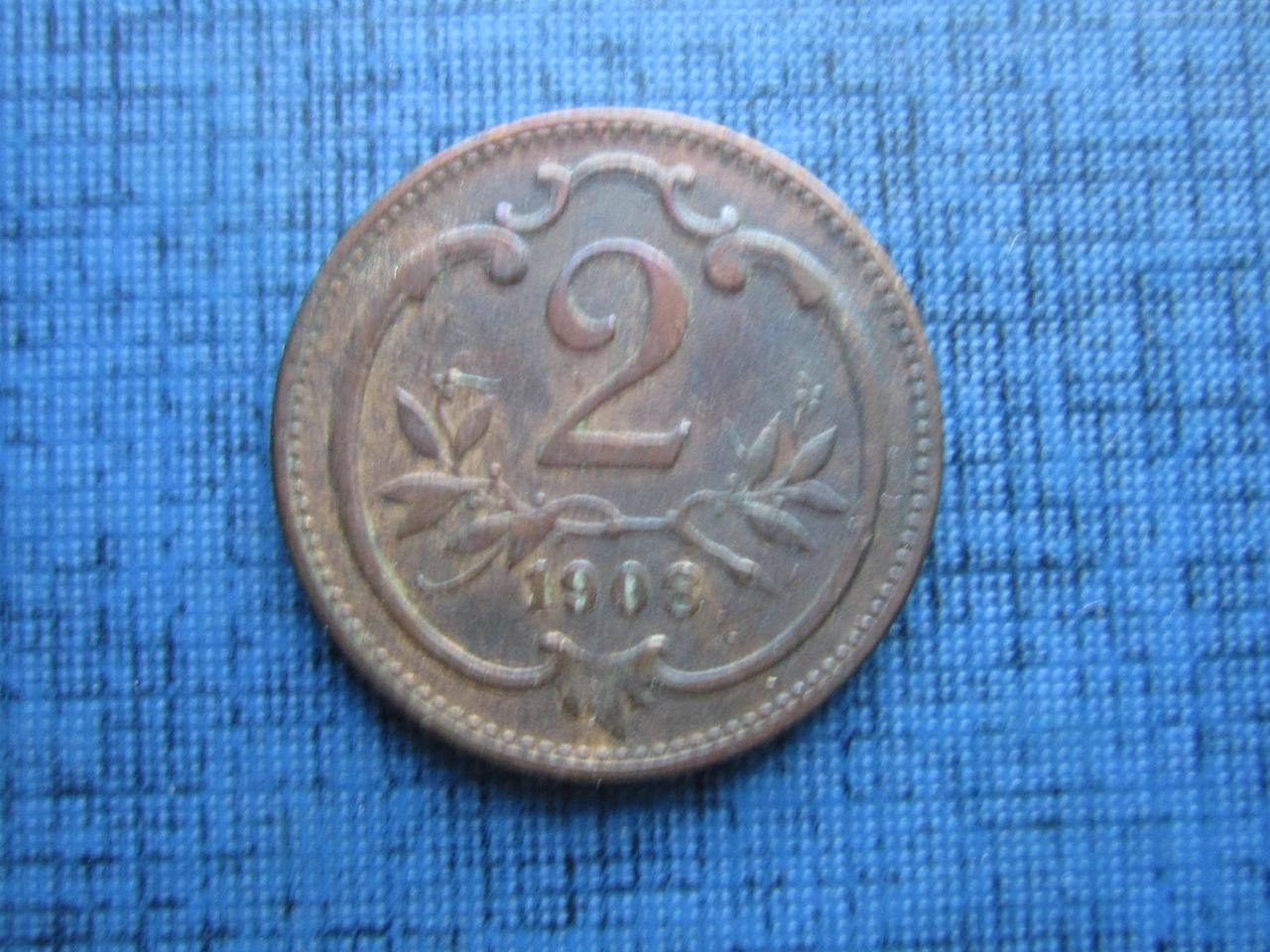 

Монета 2 геллера Австро-Венгрия 1908
