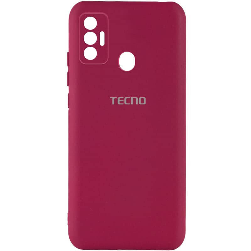 

Чехол силиконовый бордовый с защитой камеры для TECNO Spark 7 / Чехол на техно спарк 7