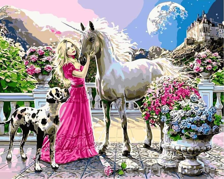 

Картины по номерам Девушка и единорог