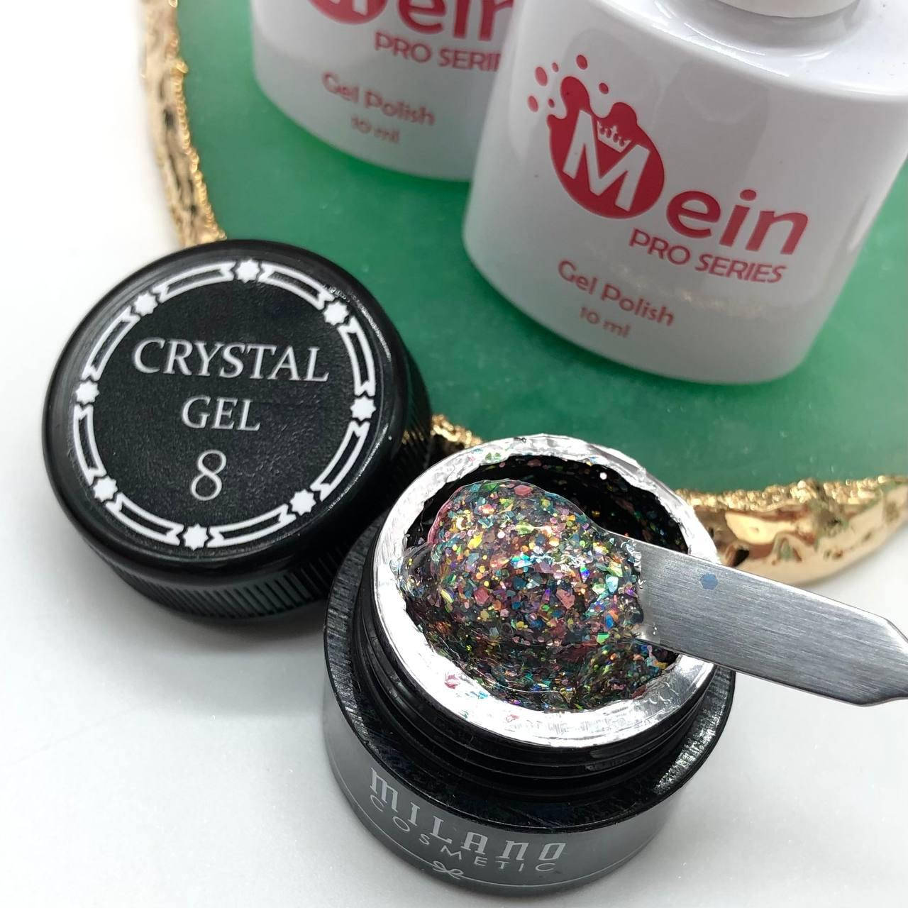 

Декоративный гель-глиттер для дизайна ногтей Crystal Gel Milano, №08