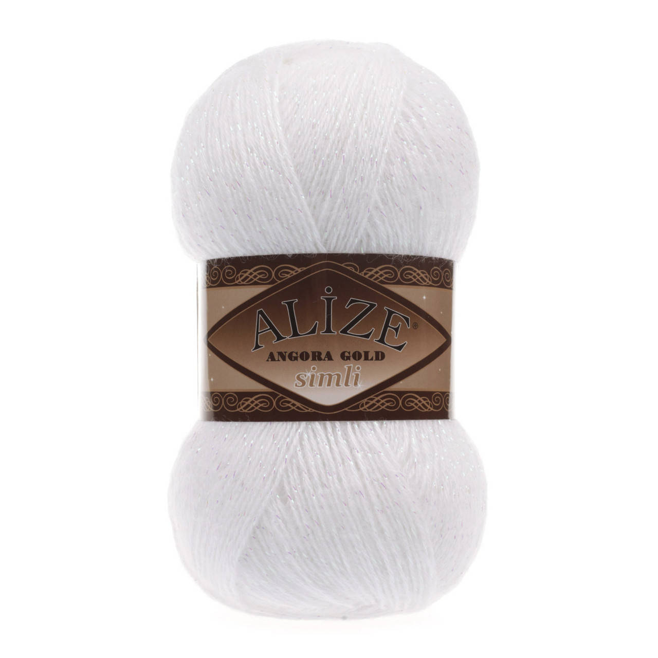 

Пряжа ализе ангора с люрексом ANGORA GOLD SİMLİ 55 белого цвета