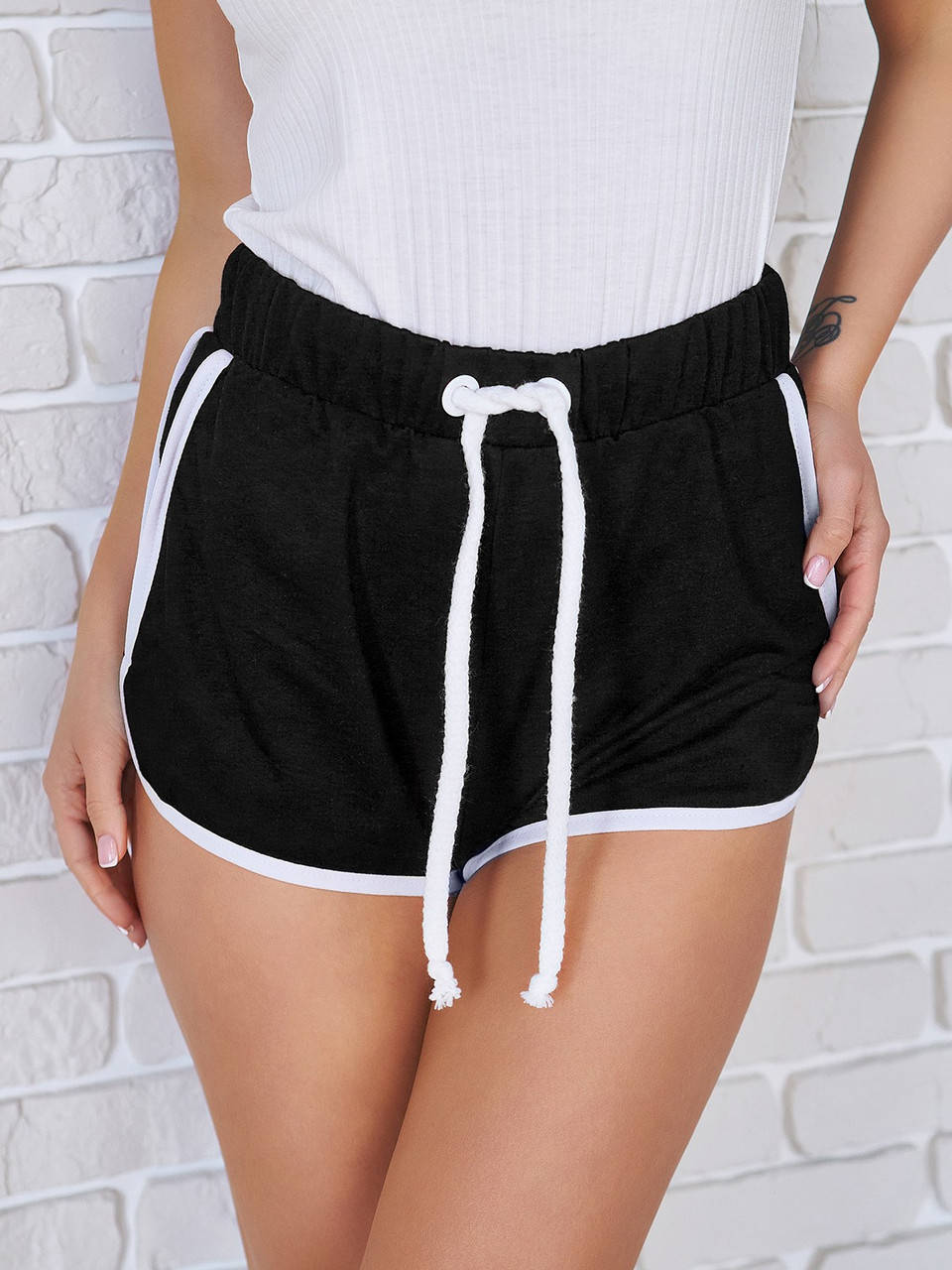 

Черные короткие трикотажные шорты S, M, L, XL, XXL, 3XL,, Черный