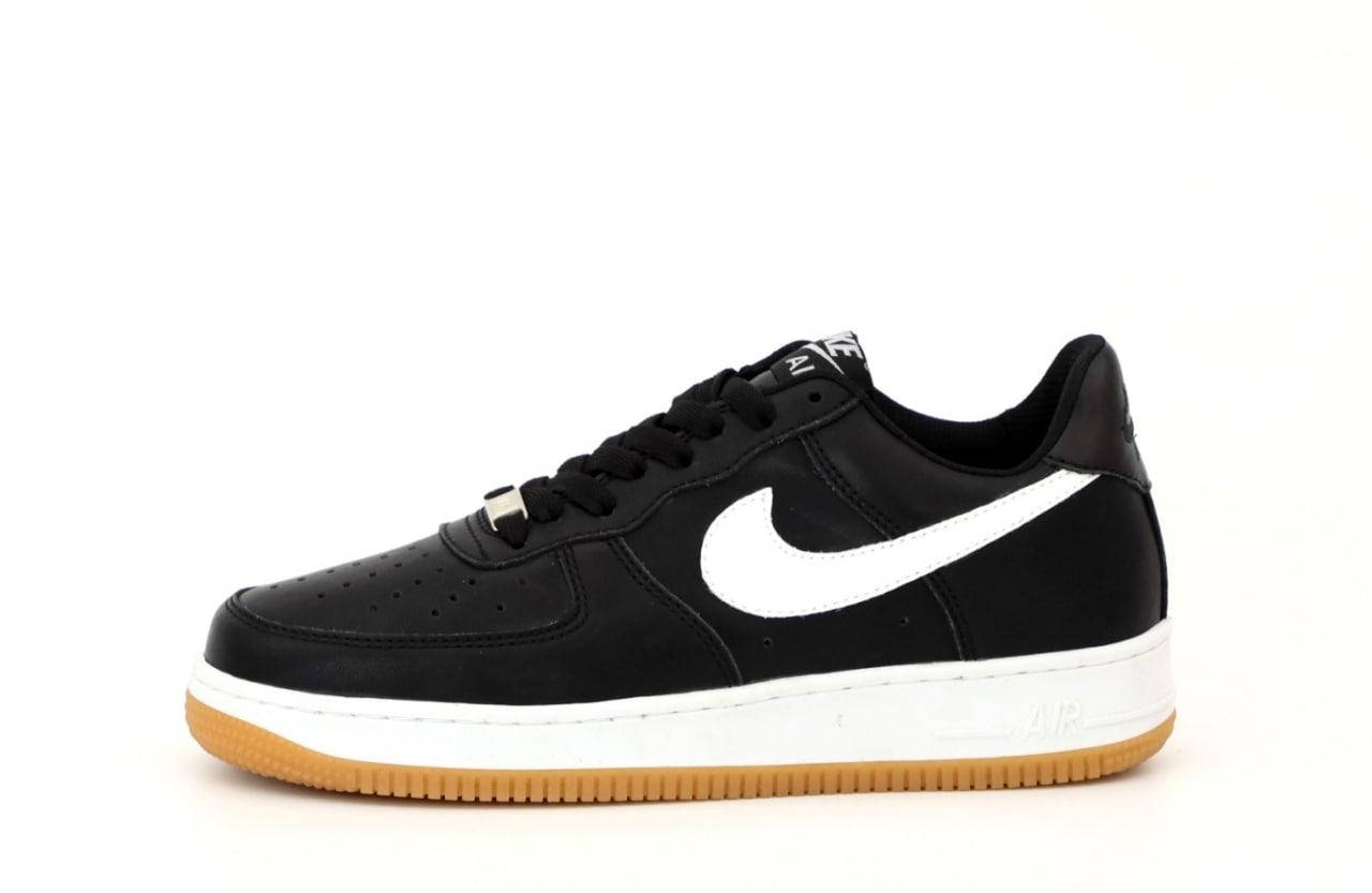 

Повседневные мужские кроссовки Nike Air Force 41-45р кожа черные спортивные демисезонные кросы найк, Черный