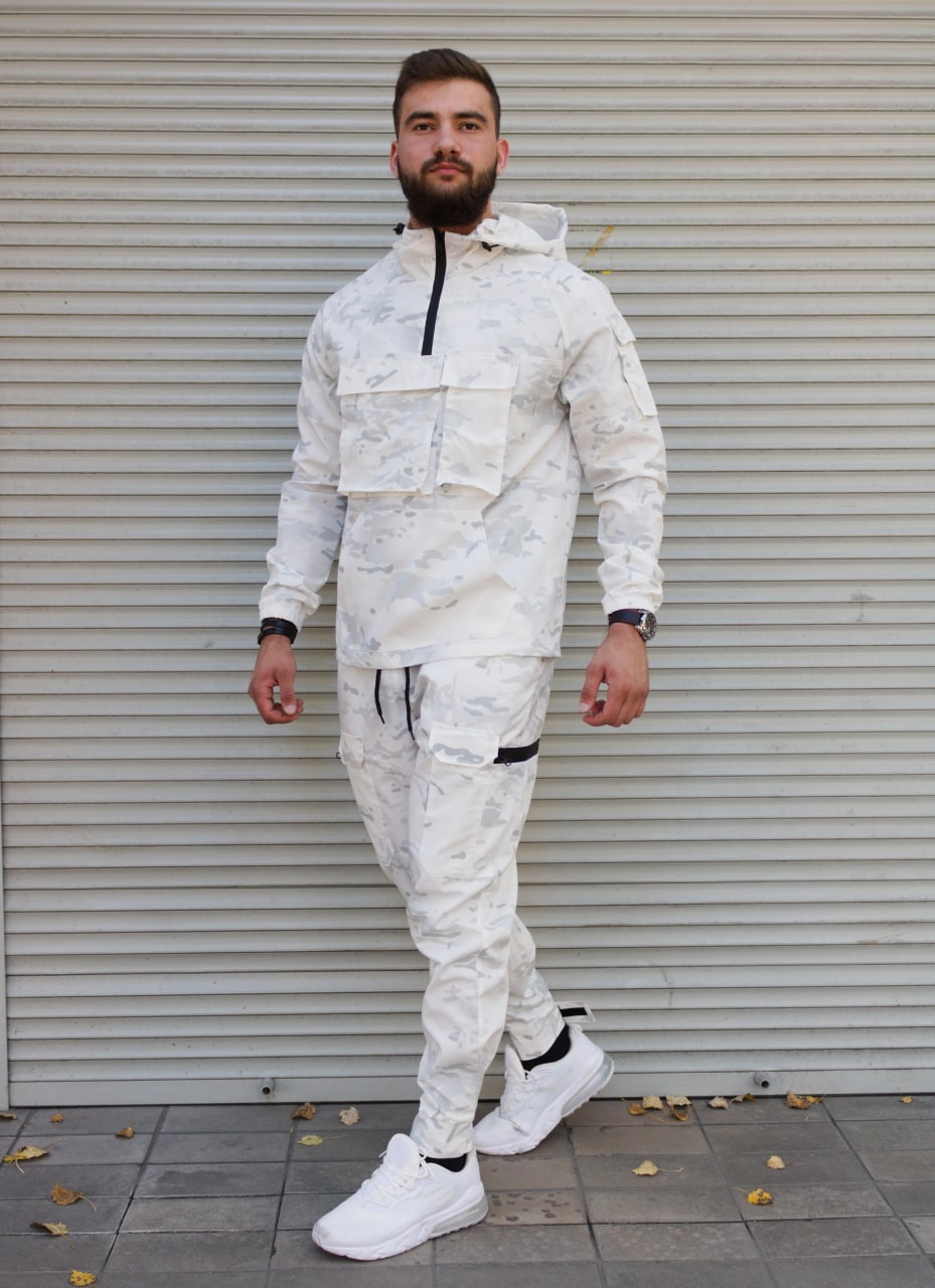 

Белый мужской камуфляжный спортивный костюм | 100% хлопок